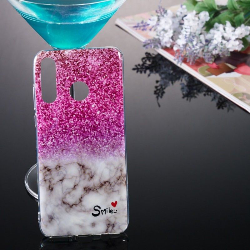 Coque Huawei P30 Lite Marbre Paillettes Et Smile