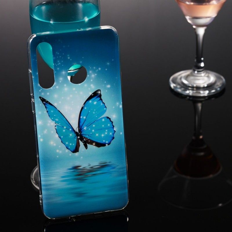 Coque Huawei P30 Lite Papillon Bleu Fluorescente