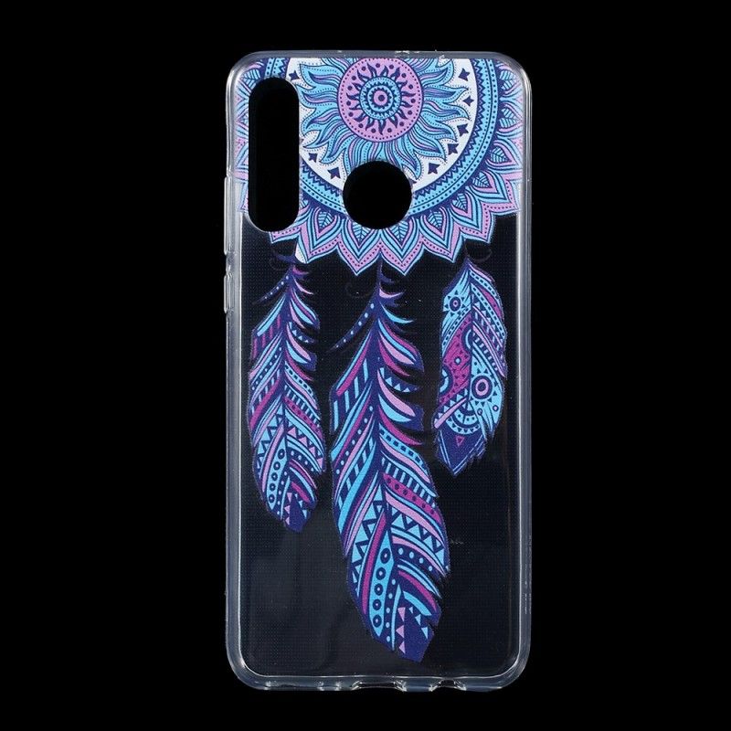 Coque Huawei P30 Lite Transparente Attrape Rêves Plumes Bleue