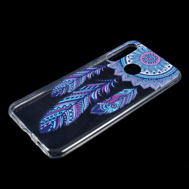 Coque Huawei P30 Lite Transparente Attrape Rêves Plumes Bleue