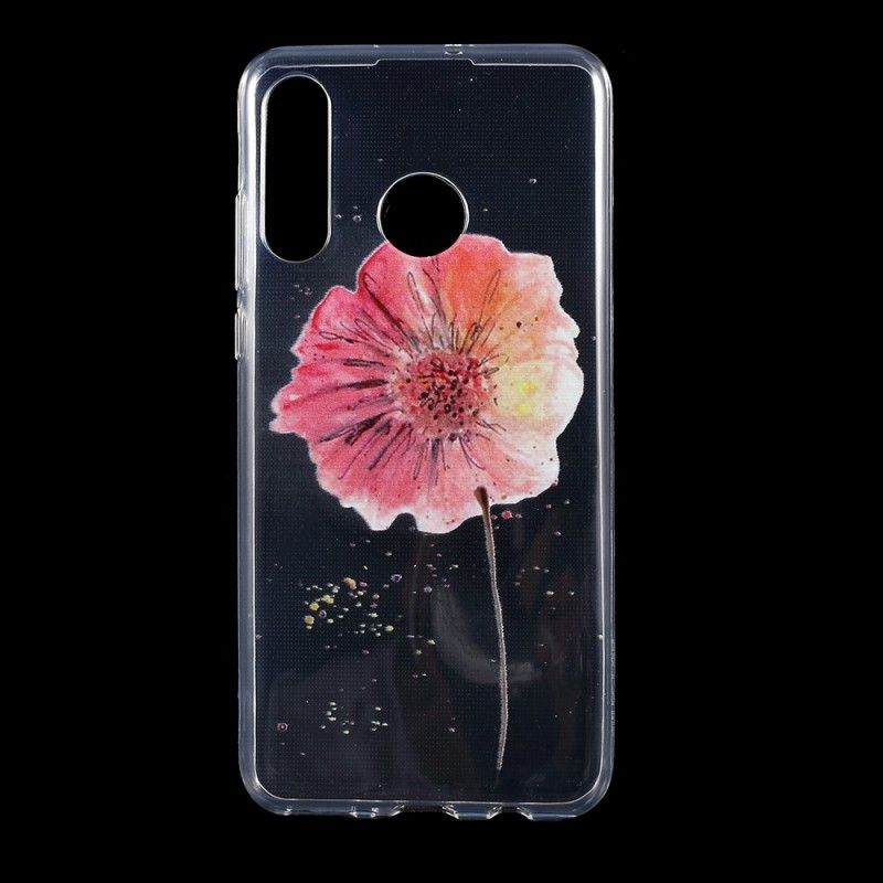 Coque Huawei P30 Lite Transparente Coquelicot Aquarelle