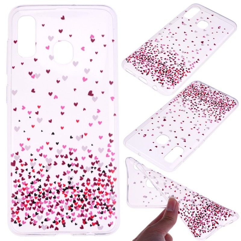 Coque Huawei P30 Lite Transparente Multiples Coeurs Rouges