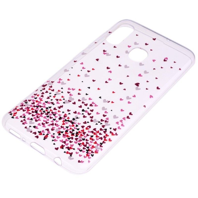 Coque Huawei P30 Lite Transparente Multiples Coeurs Rouges