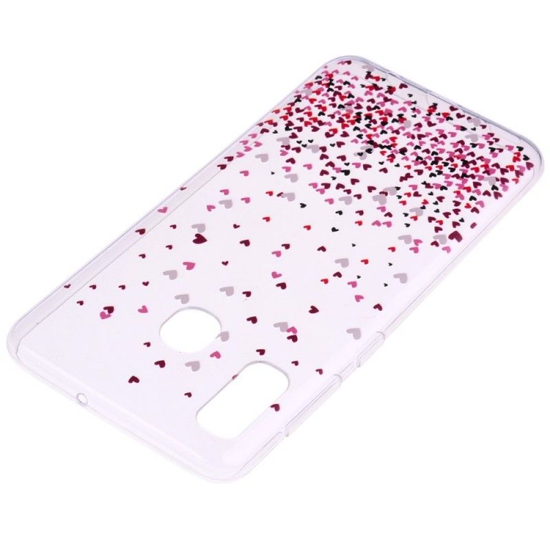 Coque Huawei P30 Lite Transparente Multiples Coeurs Rouges