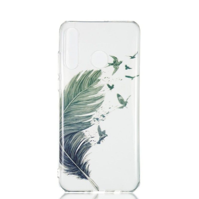 Coque Huawei P30 Lite Transparente Plumes Colorées