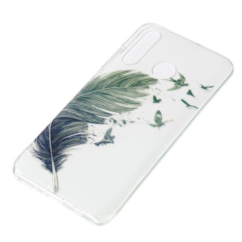 Coque Huawei P30 Lite Transparente Plumes Colorées