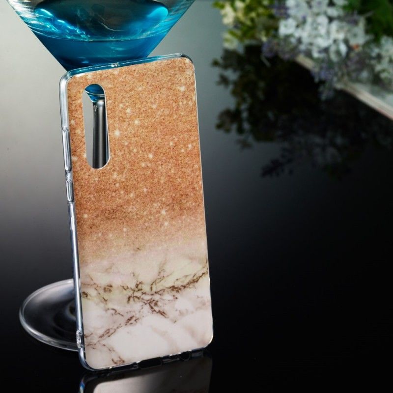 Coque Huawei P30 Marbre Paillettes