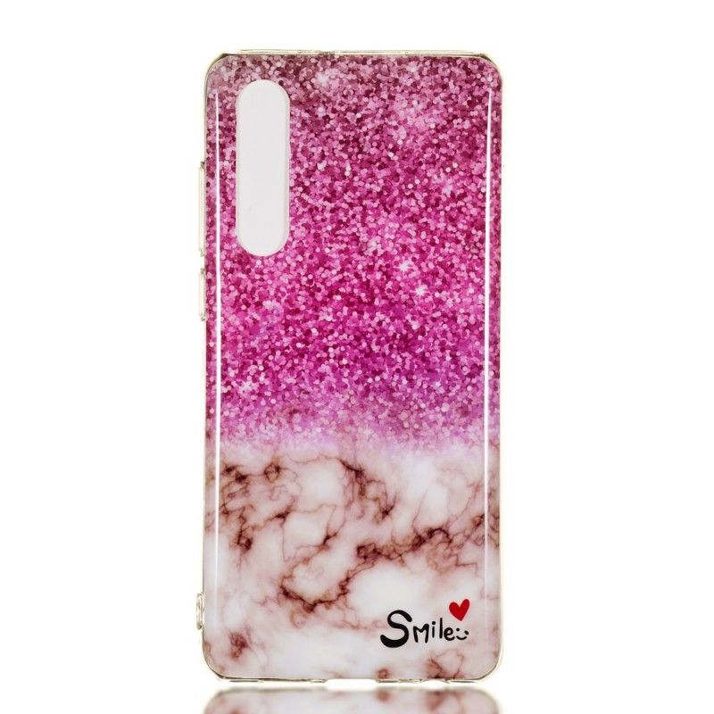 Coque Huawei P30 Marbre Paillettes Et Smile