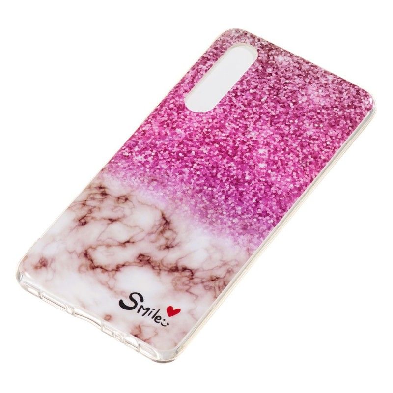 Coque Huawei P30 Marbre Paillettes Et Smile