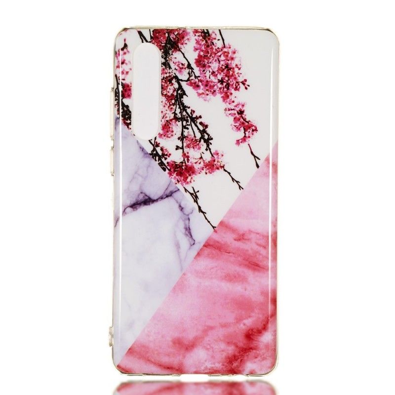 Coque Huawei P30 Marbrée Fleurs De Prunier