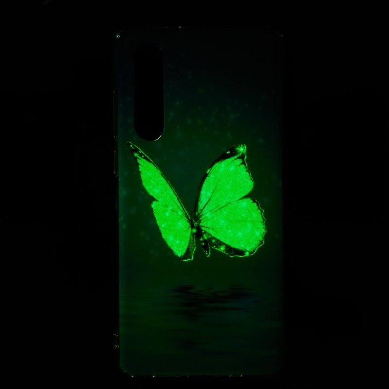 Coque Huawei P30 Papillon Bleu Fluorescente