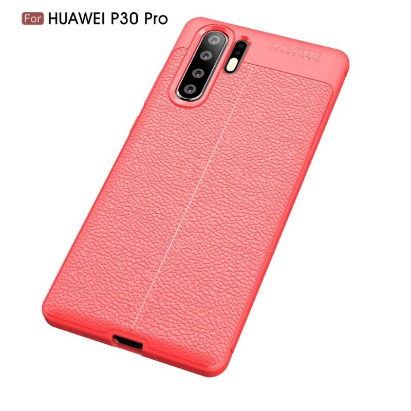 Coque Huawei P30 Plus Effet Cuir Litchi Double Line