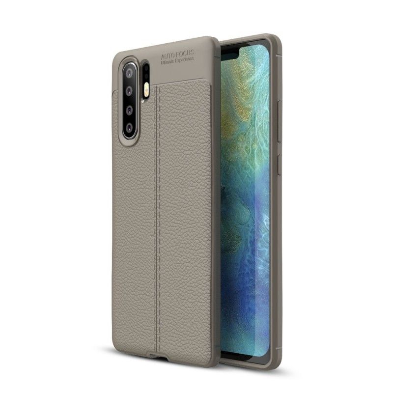 Coque Huawei P30 Plus Effet Cuir Litchi Double Line