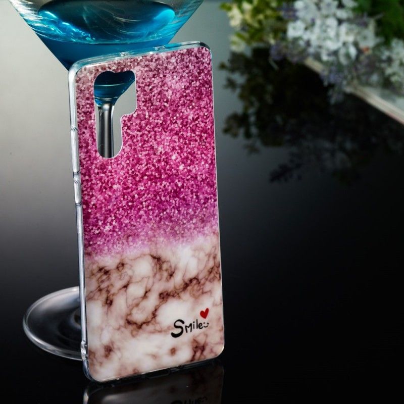 Coque Huawei P30 Pro Marbre Paillettes Et Smile