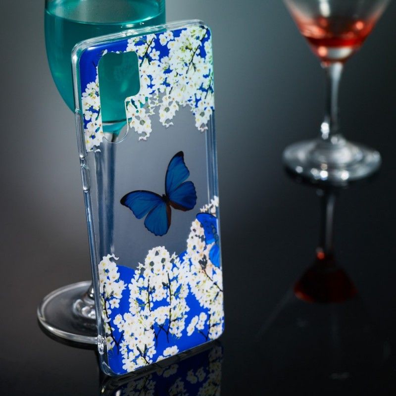 Coque Huawei P30 Pro Papillon Bleu Et Fleurs D'hiver