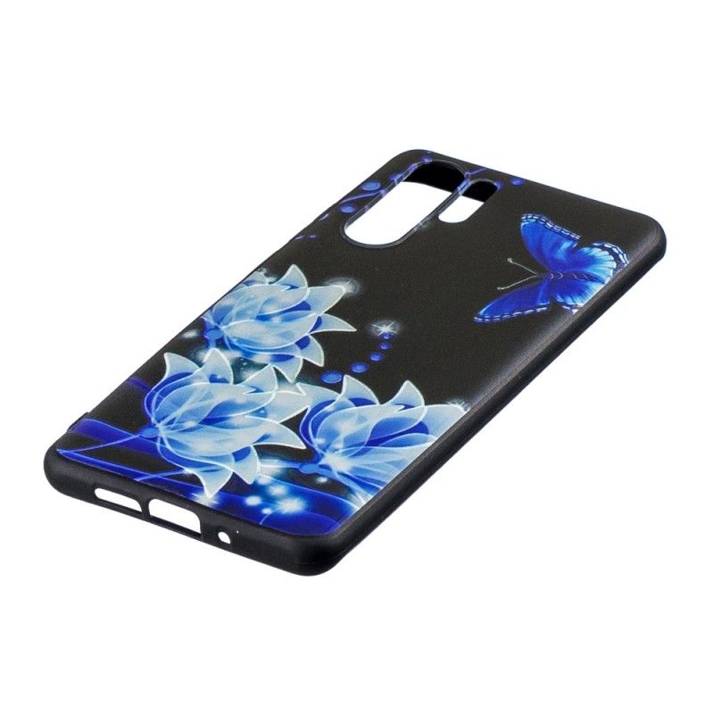 Coque Huawei P30 Pro Papillon Et Fleurs Bleus