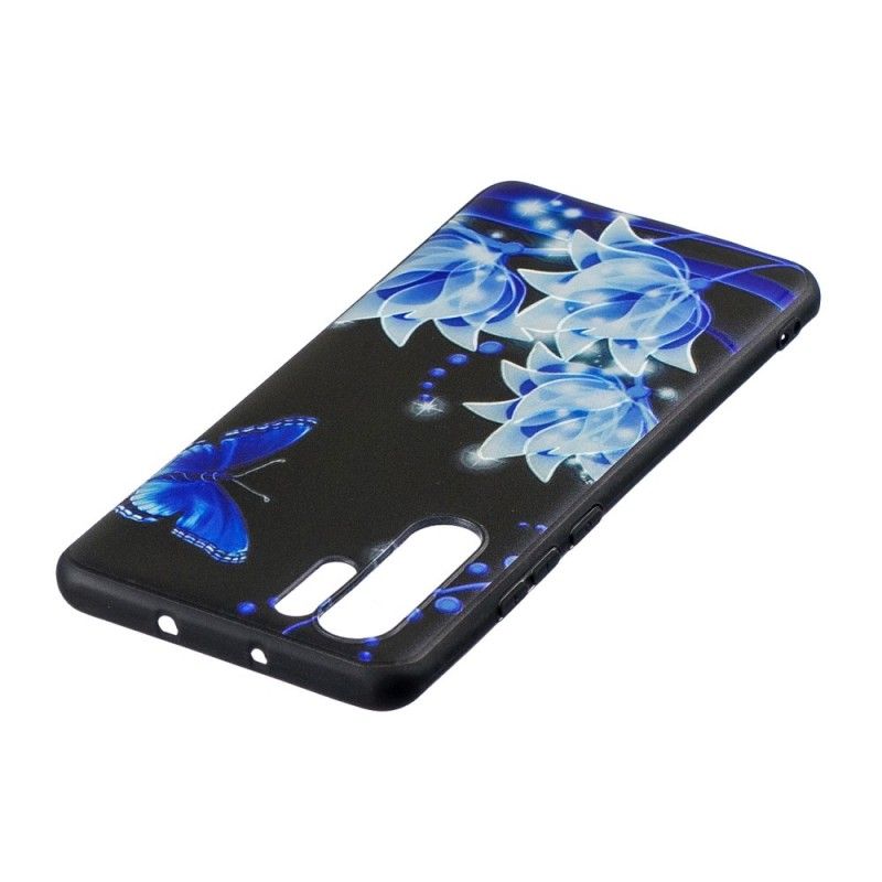 Coque Huawei P30 Pro Papillon Et Fleurs Bleus