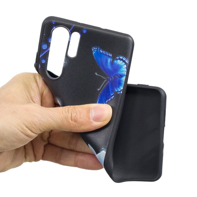 Coque Huawei P30 Pro Papillon Et Fleurs Bleus