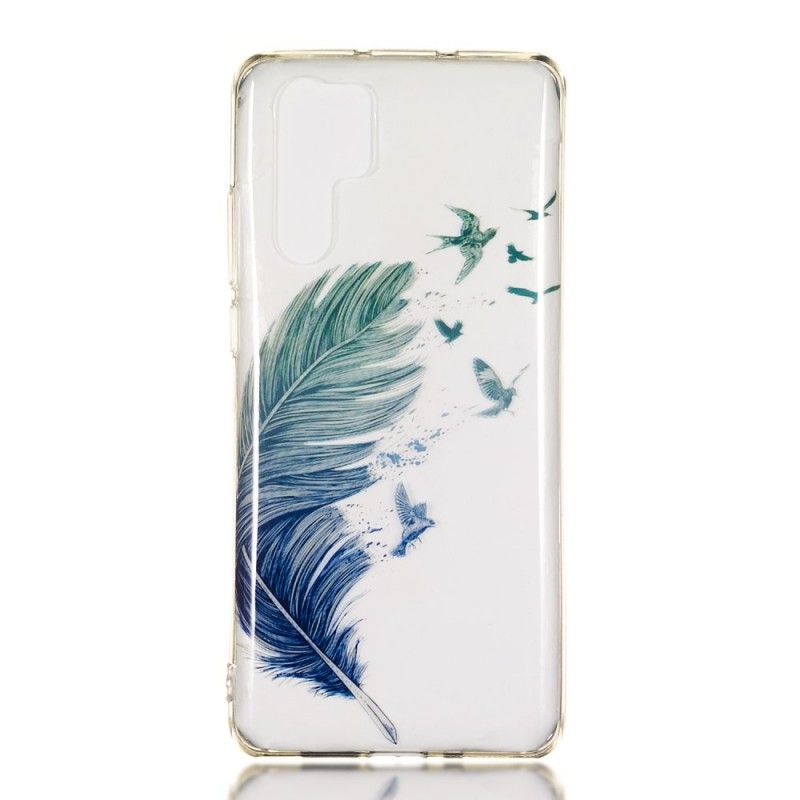 Coque Huawei P30 Pro Transparente Plumes Colorées