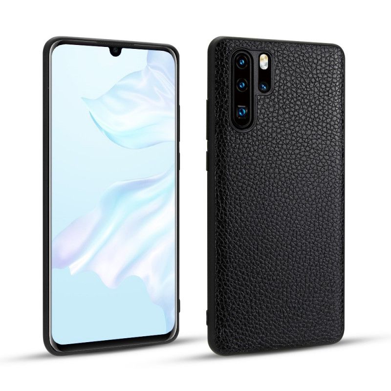 Coque Huawei P30 Pro Véritable Cuir Litchi