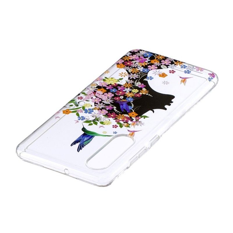 Coque Huawei P30 Transparente Fille Fleurie