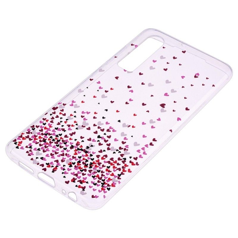 Coque Huawei P30 Transparente Multiples Coeurs Rouges