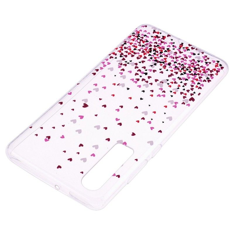 Coque Huawei P30 Transparente Multiples Coeurs Rouges