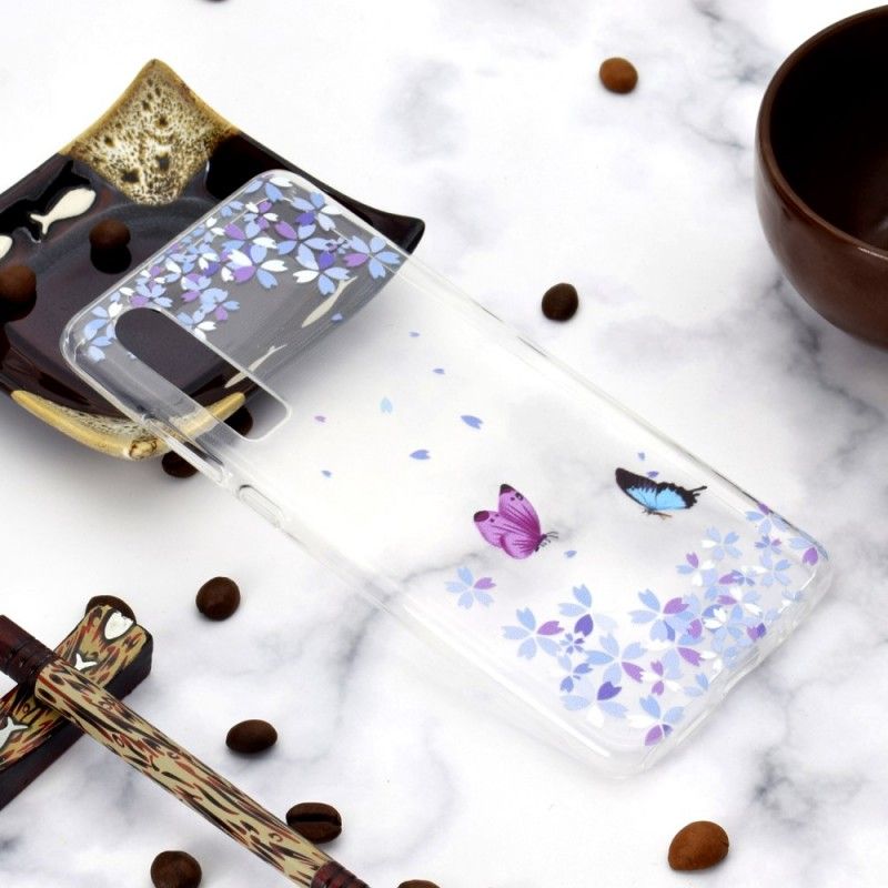 Coque Huawei P30 Transparente Papillons Et Fleurs