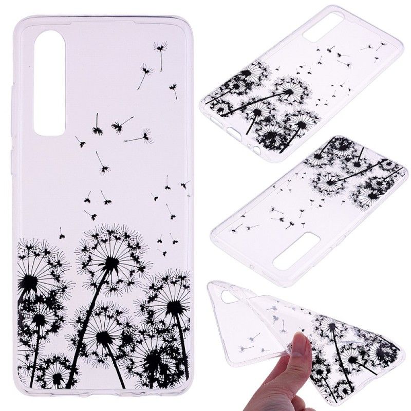 Coque Huawei P30 Transparente Pissenlits Noirs