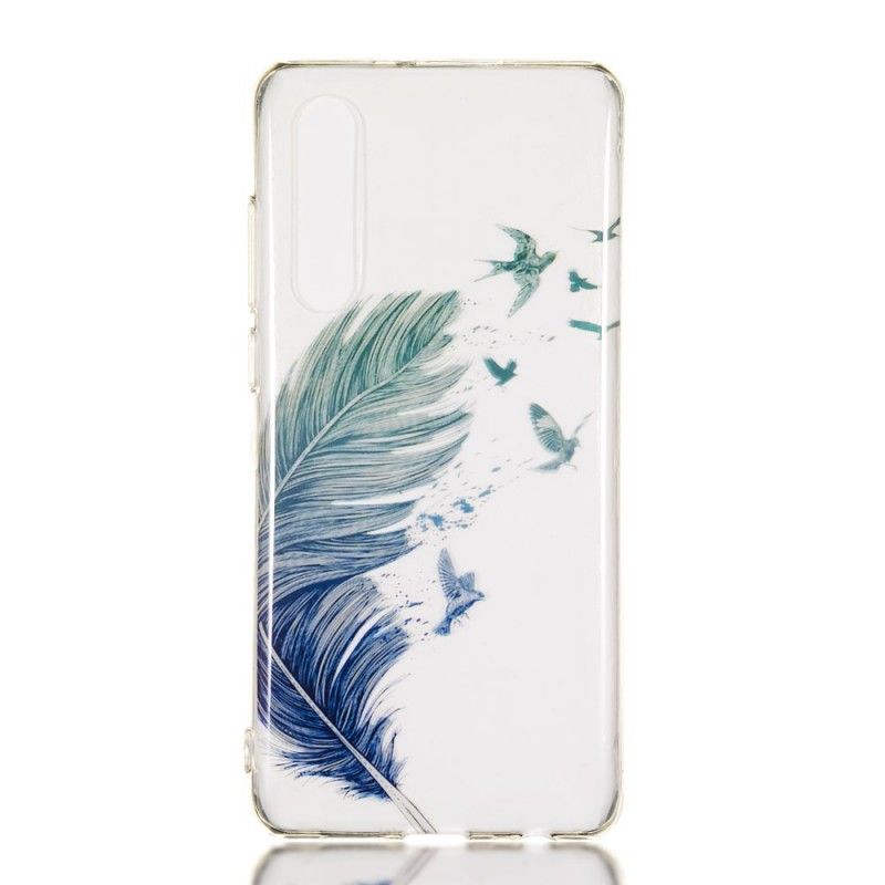 Coque Huawei P30 Transparente Plumes Colorées