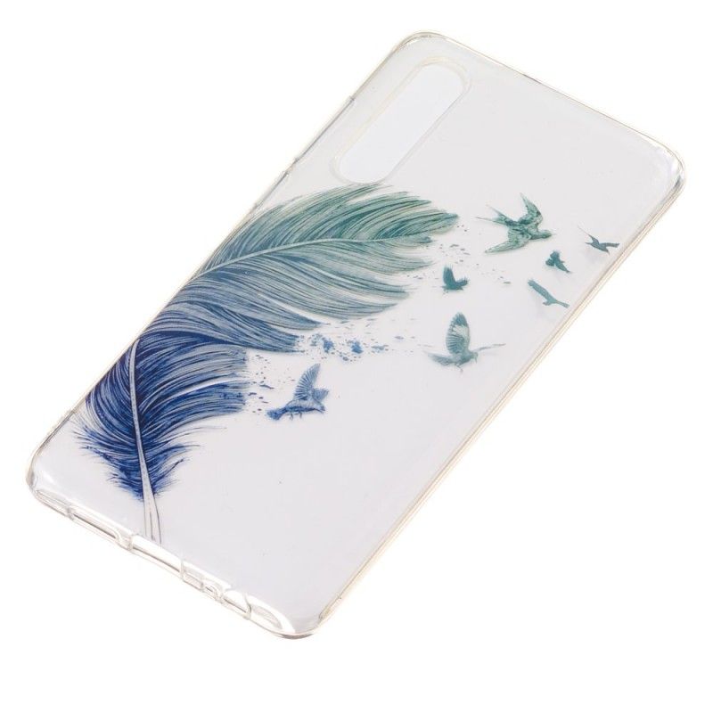 Coque Huawei P30 Transparente Plumes Colorées