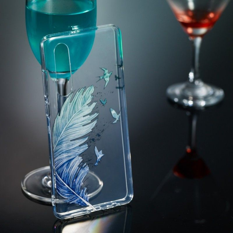 Coque Huawei P30 Transparente Plumes Colorées