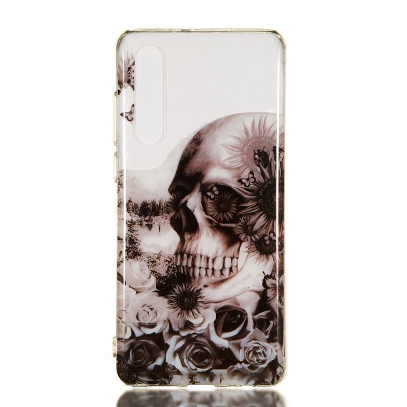 Coque Huawei P30 Transparente Tête De Mort Fleurie