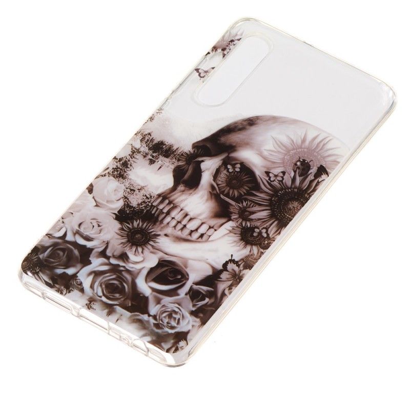 Coque Huawei P30 Transparente Tête De Mort Fleurie