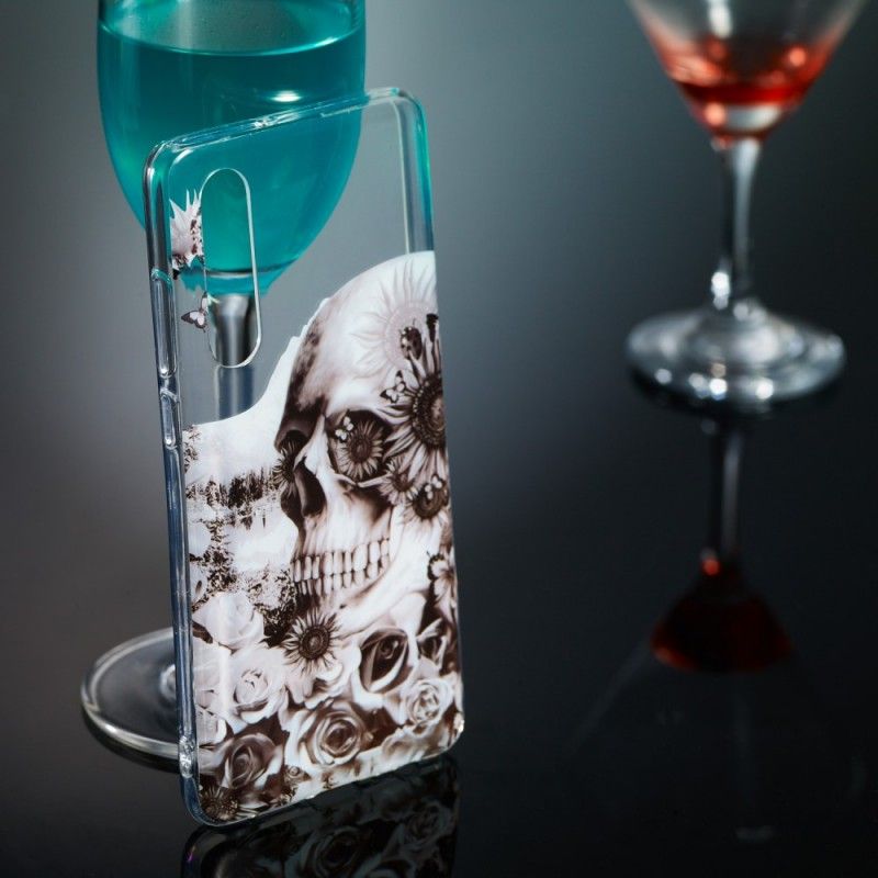 Coque Huawei P30 Transparente Tête De Mort Fleurie