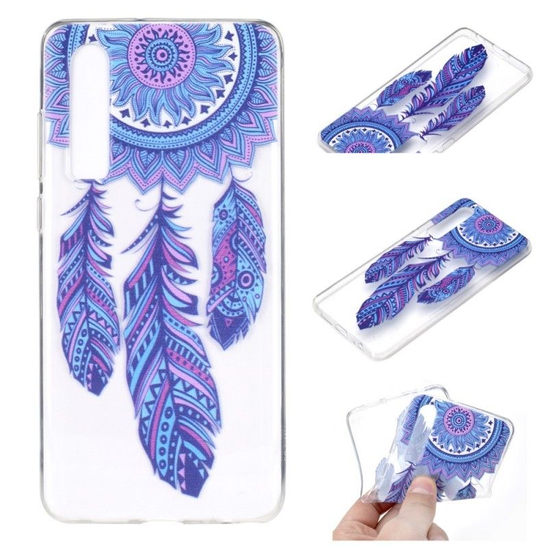 Coque Huawei P310 Transparente Attrape Rêves Plumes Bleue