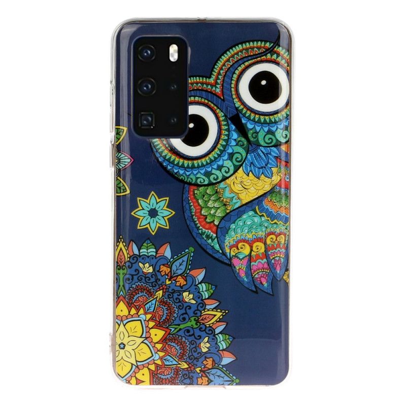 Coque Huawei P40 Hibou Mandala Fluorescente