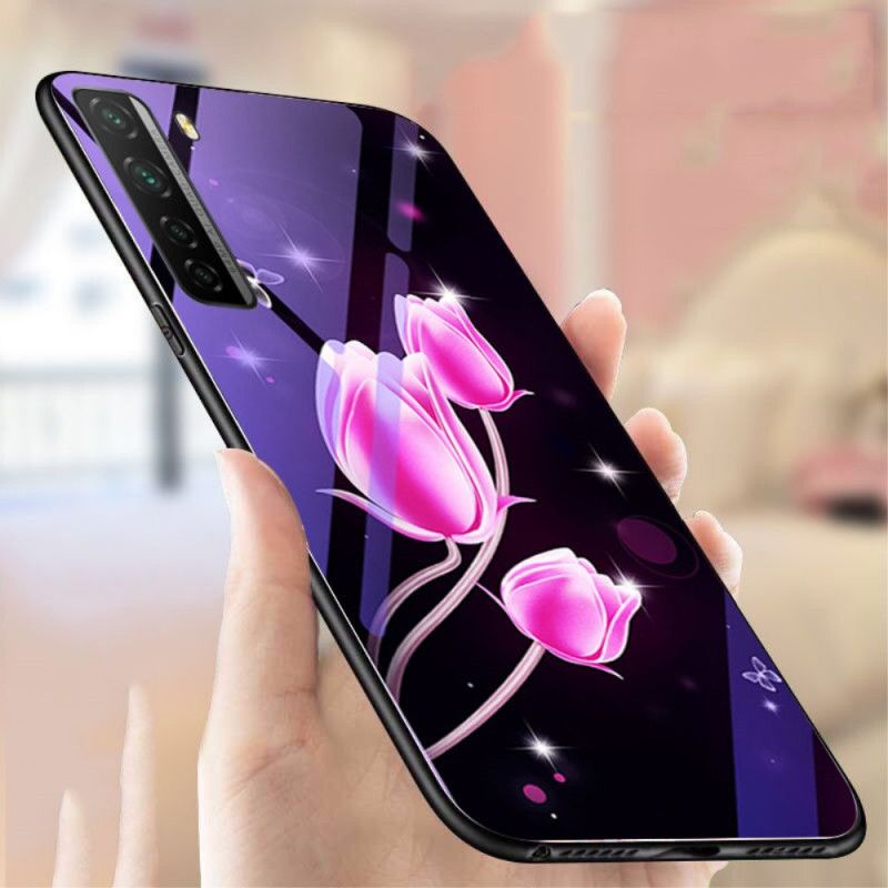 Coque Huawei P40 Lite 5g Verre Trempé Et Silicone Florale