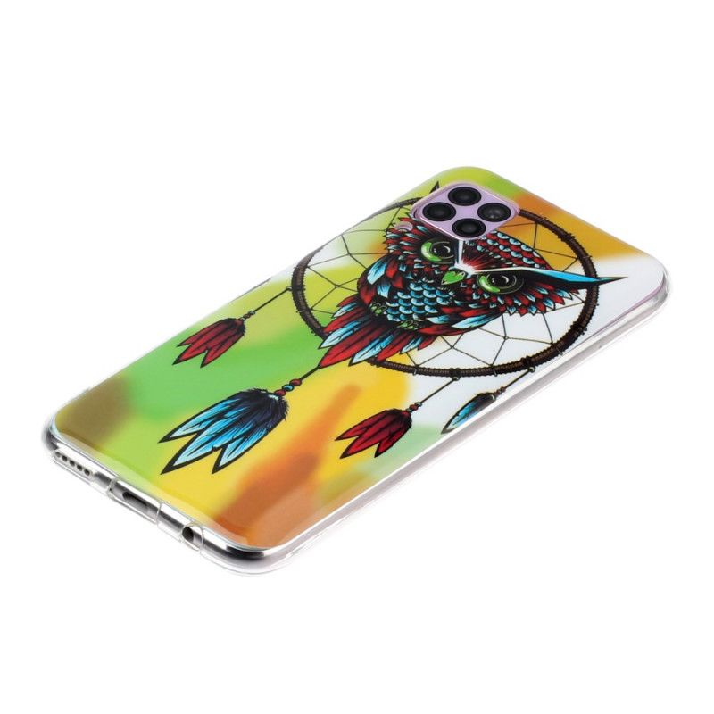 Coque Huawei P40 Lite Attrape Rêves Hibou Fluorescente