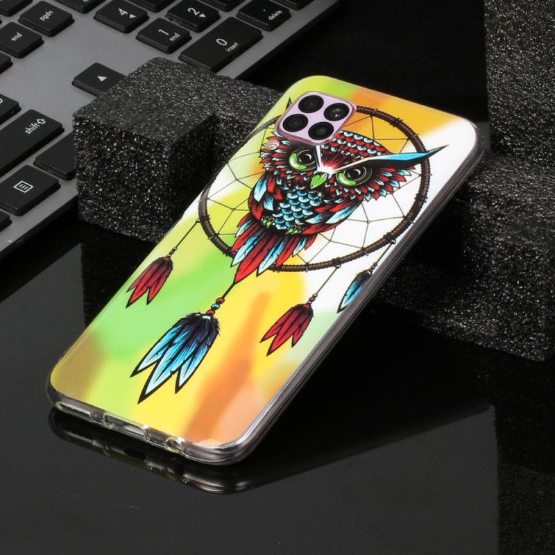 Coque Huawei P40 Lite Attrape Rêves Hibou Fluorescente