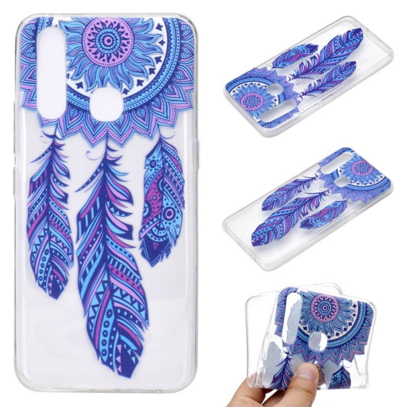 Coque Huawei P40 Lite E / Y7p Transparente Attrape Rêves Plumes Bleues