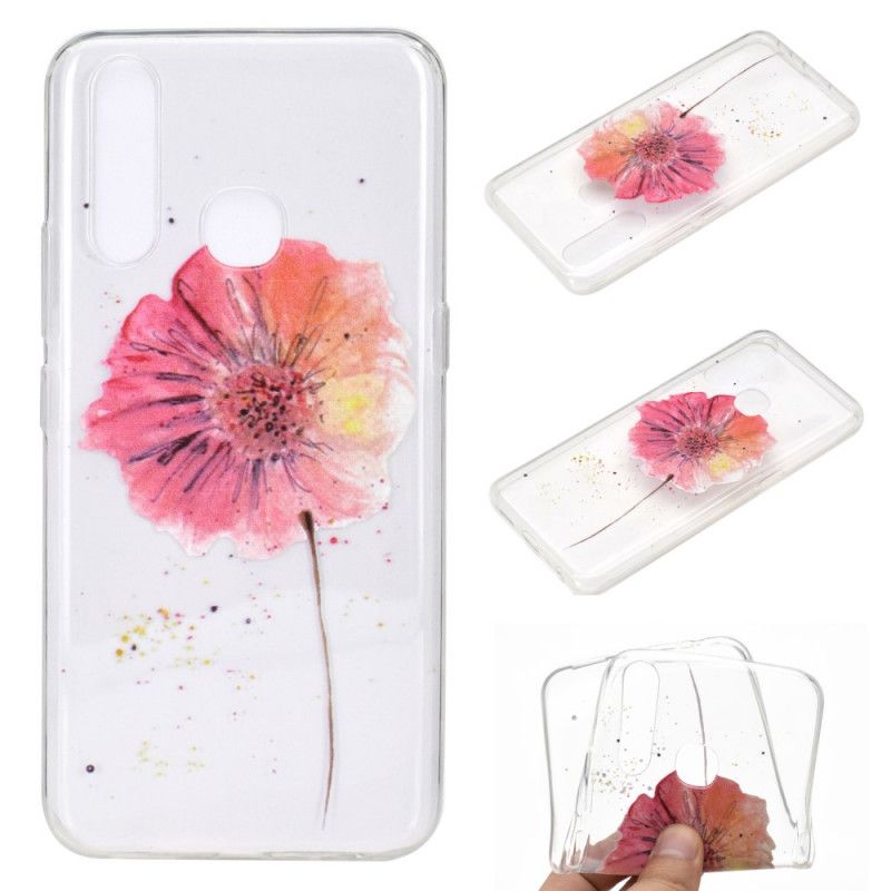 Coque Huawei P40 Lite E / Y7p Transparente Coquelicot Aquarelle