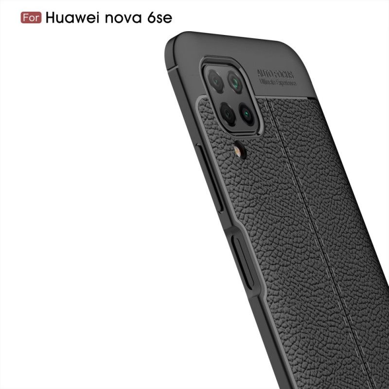 Coque Huawei P40 Lite Effet Cuir Litchi Double Line