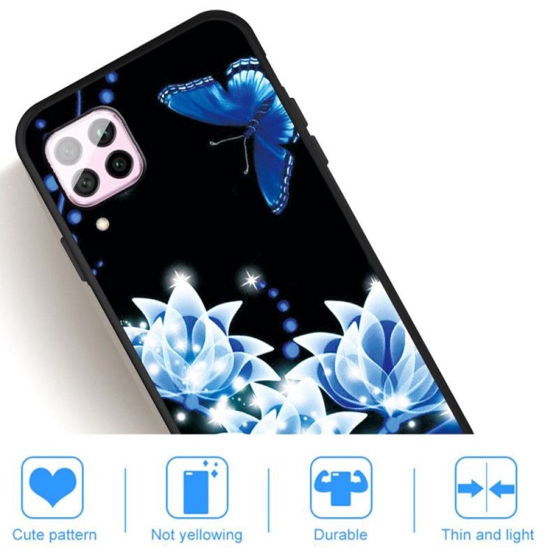 Coque Huawei P40 Lite Papillon Et Fleurs Bleus