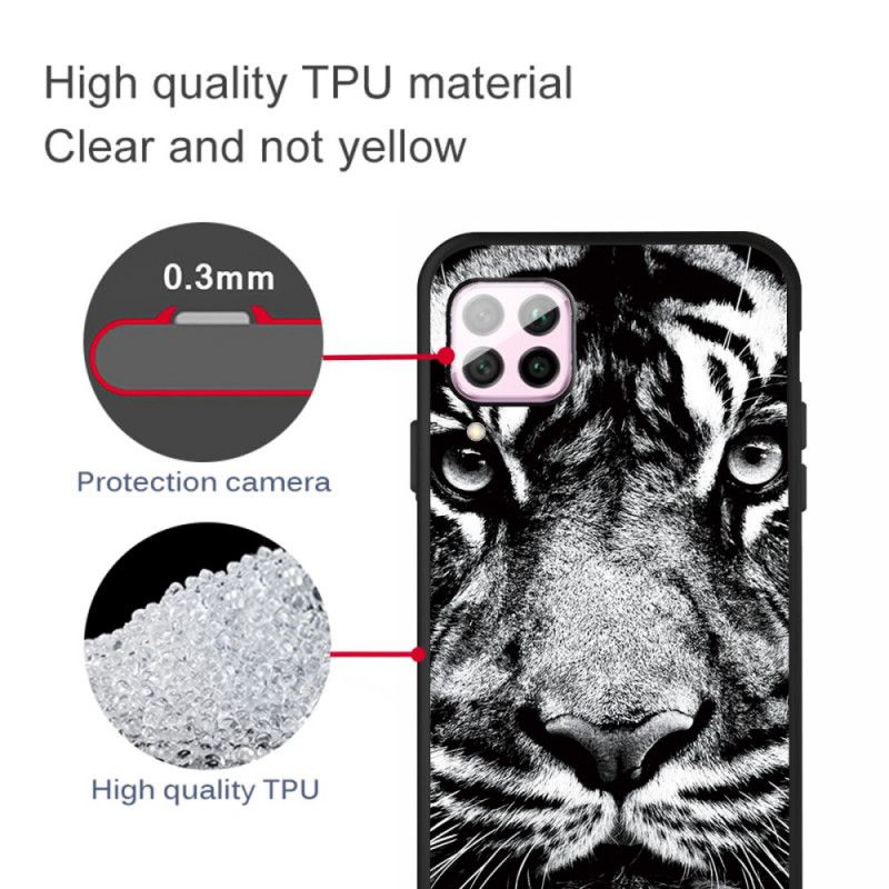 Coque Huawei P40 Lite Tigre Noir Et Blanc