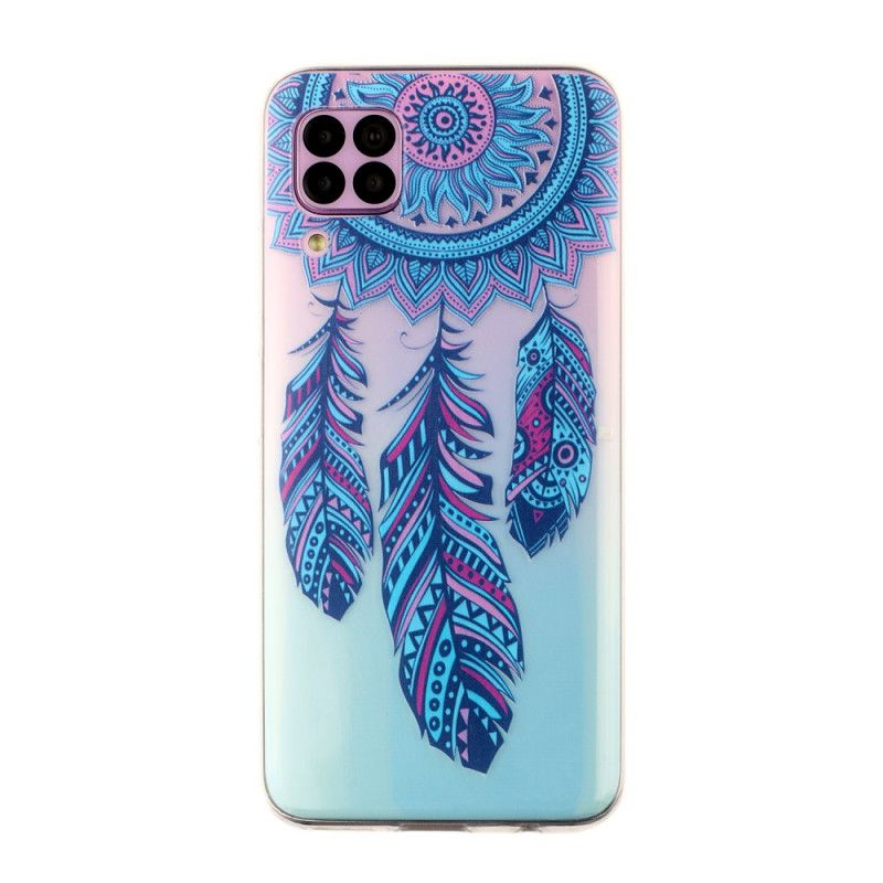 Coque Huawei P40 Lite Transparente Attrape Rêves Plumes Bleues