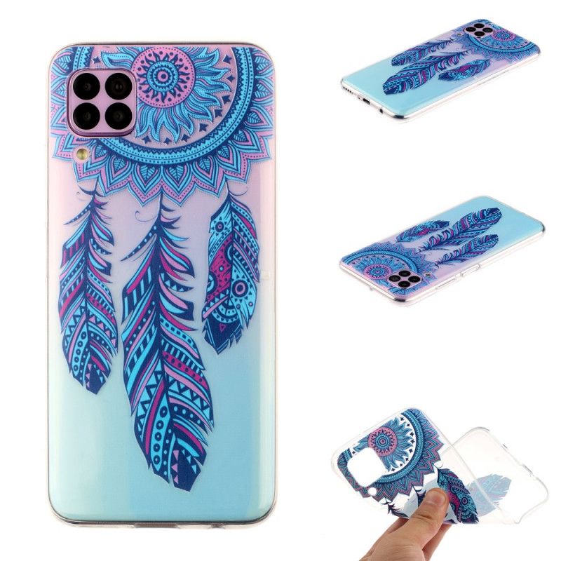 Coque Huawei P40 Lite Transparente Attrape Rêves Plumes Bleues