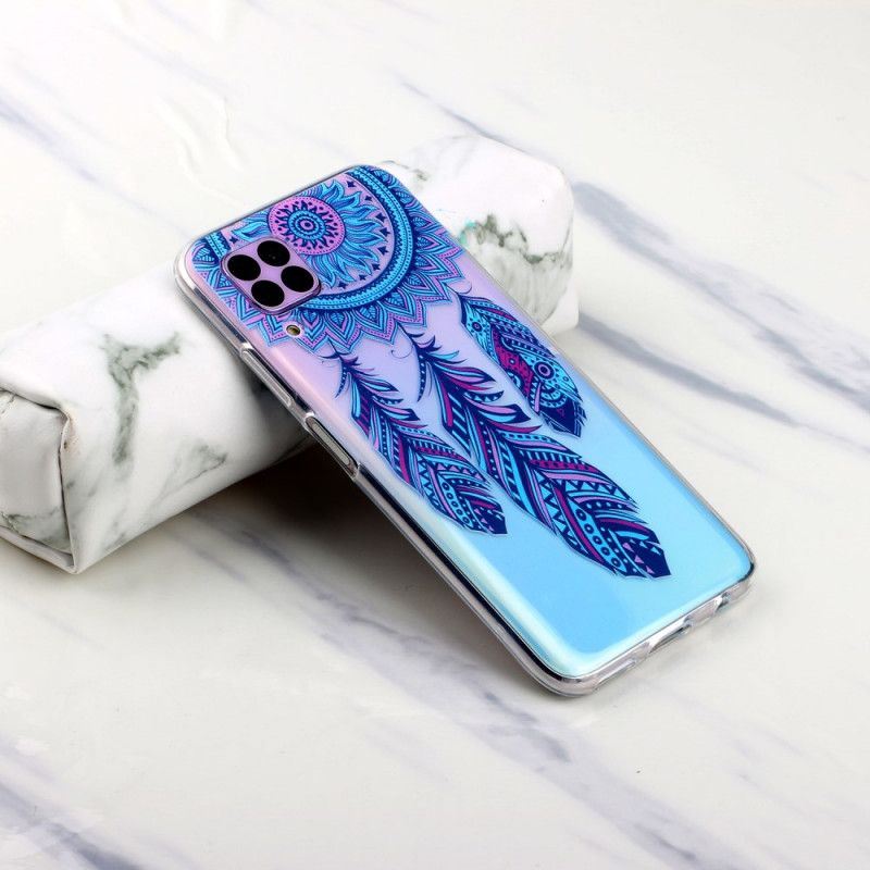 Coque Huawei P40 Lite Transparente Attrape Rêves Plumes Bleues