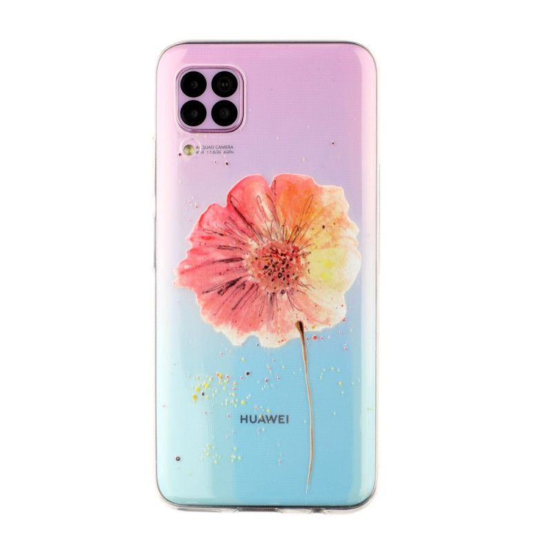 Coque Huawei P40 Lite Transparente Coquelicot Aquarelle