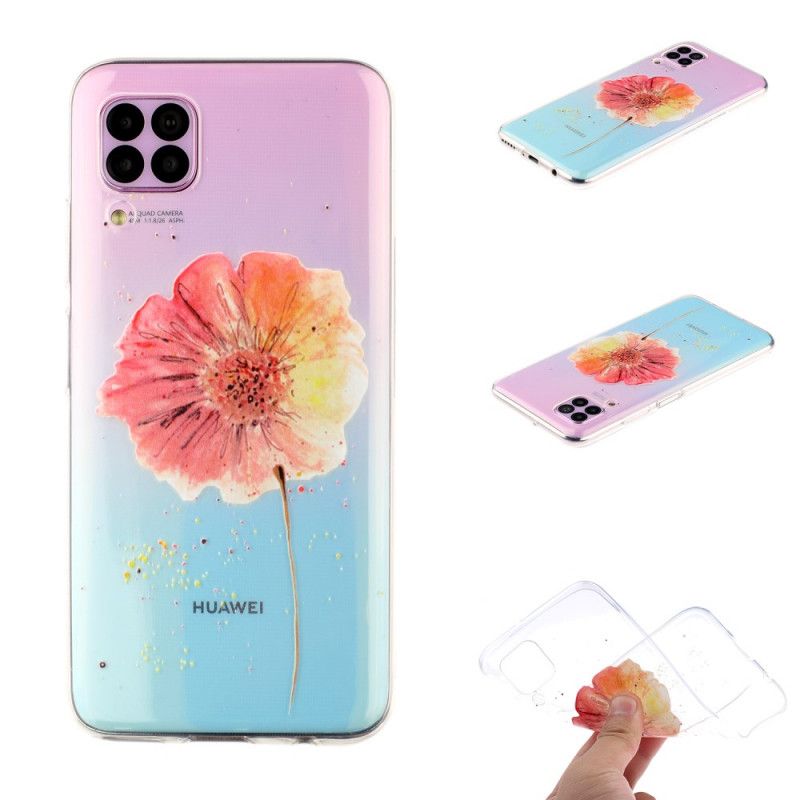 Coque Huawei P40 Lite Transparente Coquelicot Aquarelle